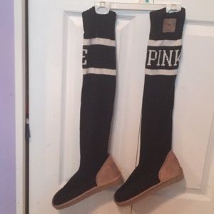 VS/PINK Black slipper sock boots